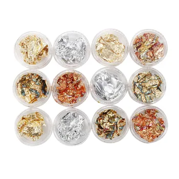 

ELECOOL 12pcs/6pcs Nail Art Paillette Flake Chip Foil Paper for Women Lady Girl 3D DIY Nail Art Tips Decoration