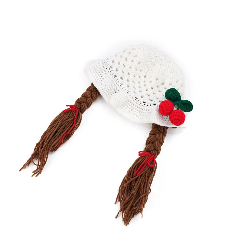 Купольная шерстяная шляпа для маленьких девочек Рыбацкая шляпа хлопок шерсть вязаная теплая удобная креативная маленькая девочка в виде скрученной косы