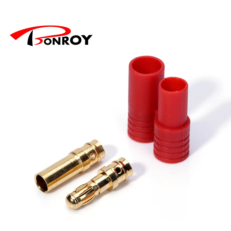 

10pairs HXT 3.5MM Bullet banana Connectors Gold Plating AND Red Housing RC CONNECTOR PLUG for RC Helicopters