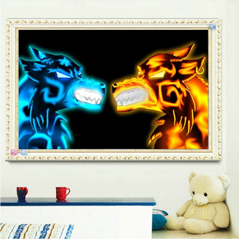 

Icon Diamond Embroidery Wolf Mosaic Crystal 5D Cross Stitch Square Drill Diamond Painting DIY Sticker Decoration Paintings room