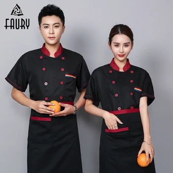 

Chef Uniform Back Breathable Mesh Fabric Summer Wholesale Logo Custom Uniforme Kitchen Cook Jacket Barbers Shushi Shop Clothes