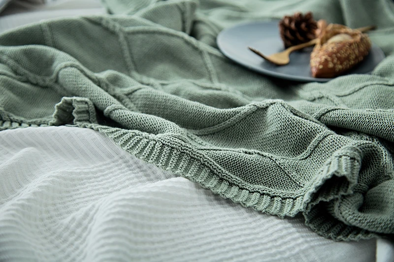Хлопковое мягкое вязаное одеяло ручной работы, одеяло для кровати, дивана, плед
