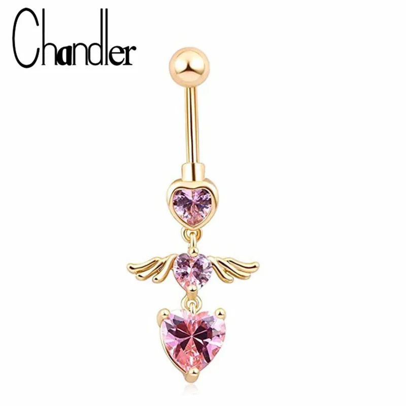 Aliexpress.com : Buy Chandler Gold Color Pink Love Crystal Angel Wing ...