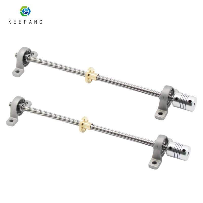1set 3d pinter Lead Screw guide rail set T8 Lead screw 100 200 250 300 400 500 mm + Vertical bracket + 5*8 coupling + t8 nut