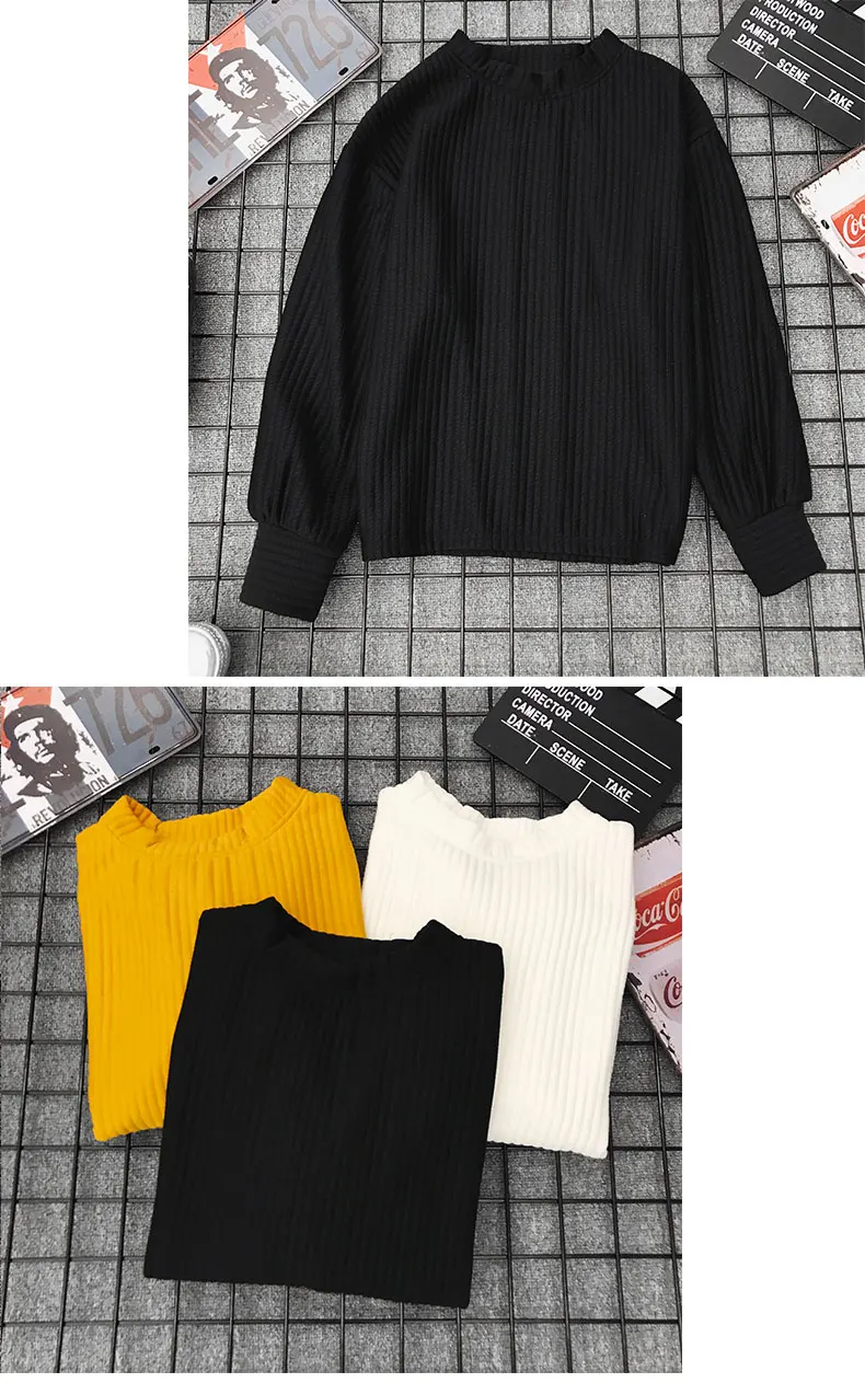 Женский свитер BF, Осень-зима, однотонный базовый свитер с длинным рукавом и круглым вырезом, модный Свободный Тонкий свитер Harajuku, женские топы