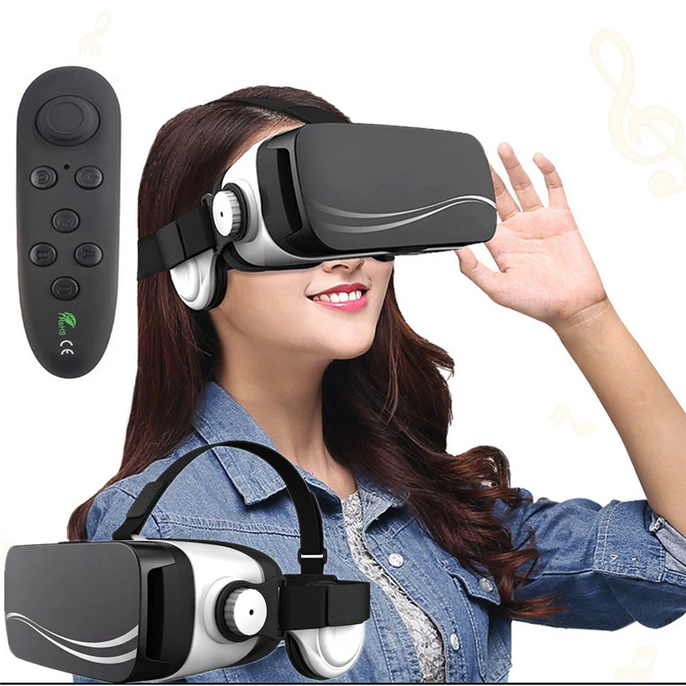 VR Glasses with Stereo Headphone HD Lens Goggle 3D VR Headset Virtual