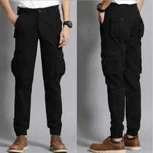 Модные брюки-карго Для мужчин с длинным рукавом Свободные мешковатые брюки Для Мужчин's Брюки Повседневная одежда мужская одежда Для мужчин s брюки, расцветка черная и хаки синий