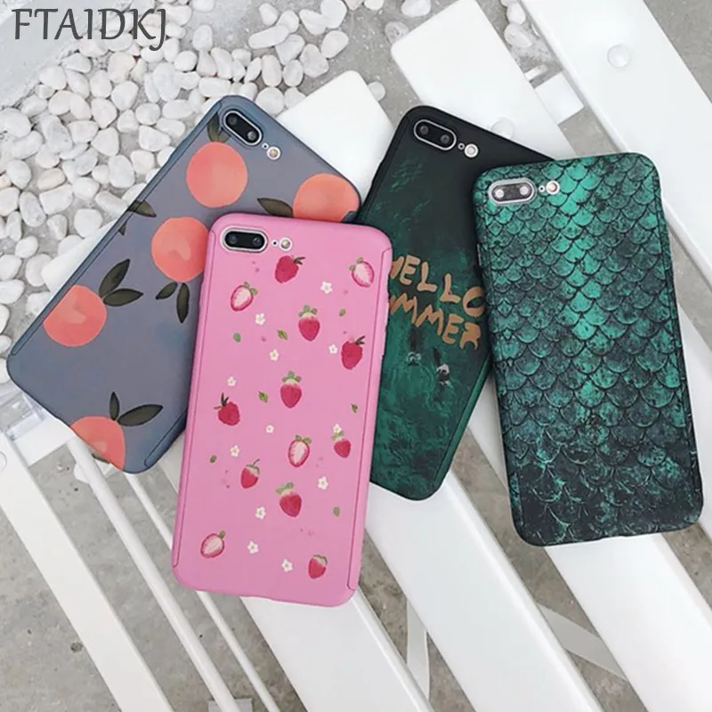 For iPhone XS Case Fashion Marble Fruits 360 Degree Full Body Protection Phone Max XR X 6 6S 7 8 Plus 5 5S SE |