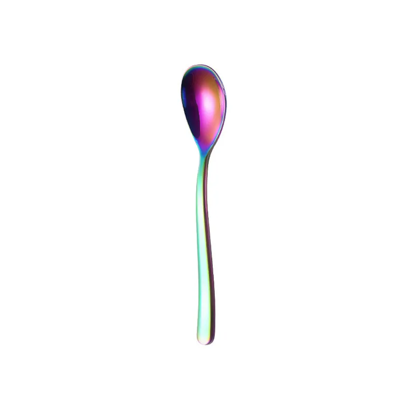 stainless steel Colorful Spoon Long Handle Spoons Flatware Coffee Drinking Tools Kitchen Gadget coffee tea dessert R08 (1)