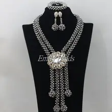 Новые Свадебные африканские Ювелирные наборы Австрийские Бусы из кристаллов из Нигерии клип для ожерелья серьги наборы AMJ905