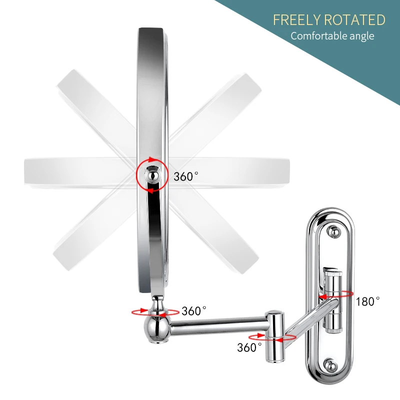 Gurun مرآة لوضع مساحيق التجميل-مرآة على الحمام جدار قابل للتعديل على الوجهين المكبر المهنية المرآة البالونية الغرور فارغة M1207