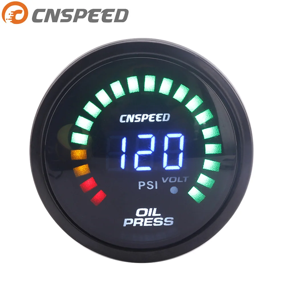 

Free Shipping CNSPEED 12V 2"52mm Digital Auto Oil Pressure Gauge 0-120Psi Led Light Oil Pressure Gauge With Sensor
