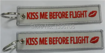 

Kiss Me Before Flight Lip Embroidery Keychain