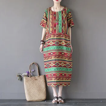 

Women Summer Dress 2017 New Fahion Women Loose Dress Cotton Linen Long Maxi Dress Vestidos Plus Size