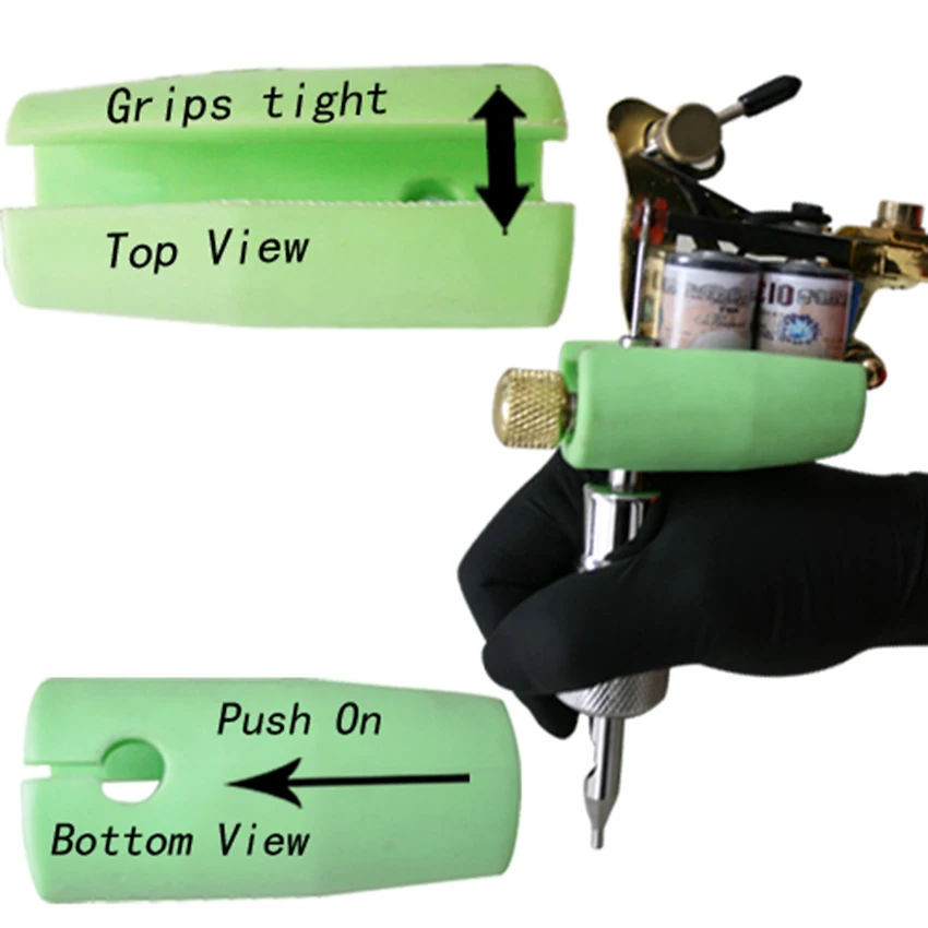 

1Pcs New Green Silicone Tattoo Machine Cover Anti Shock Push on Tattoo Machine Gun Grip Silicone Cover Holder Protect Knuckle