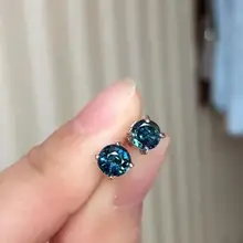 Серьги с натуральным сапфиром из серебра 925 пробы, женские серьги с натуральным драгоценным камнем, классические модные круглые Изящные серьги, ювелирные изделия для женщин, вечерние серьги