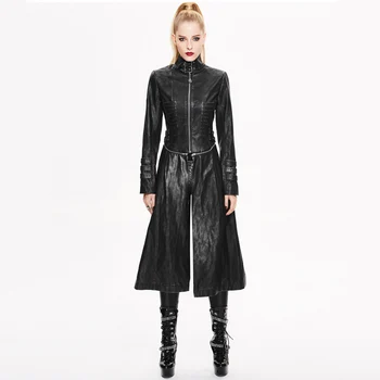 

Devil Fashion Steampunk Vintage Women Detachable PU Leather Jackets Heavy Punk Motorcycle Coats Autumn Winter Long& Short Coats
