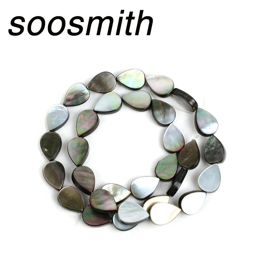 soosmith Natural Black Shell Perles beads Drops of Water Shape Loose Spacer Beads For Jewerly Making Handmade DIY | Украшения и