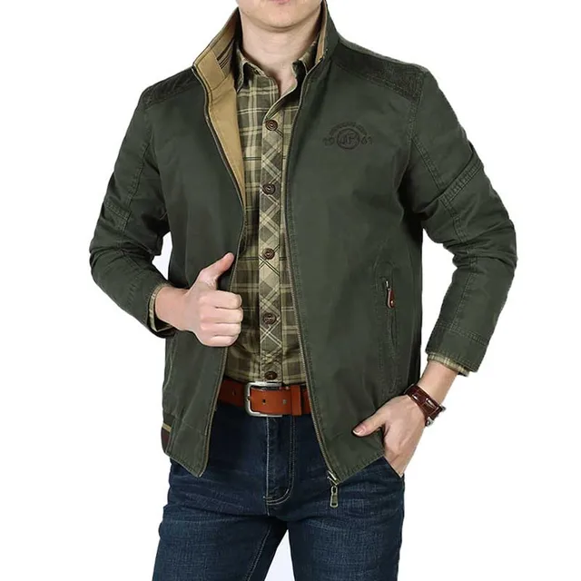 New Fashion Men Smart Casual Jacket Double Side Wear Cotton Loose Vintage Bomber Jacket And Coat