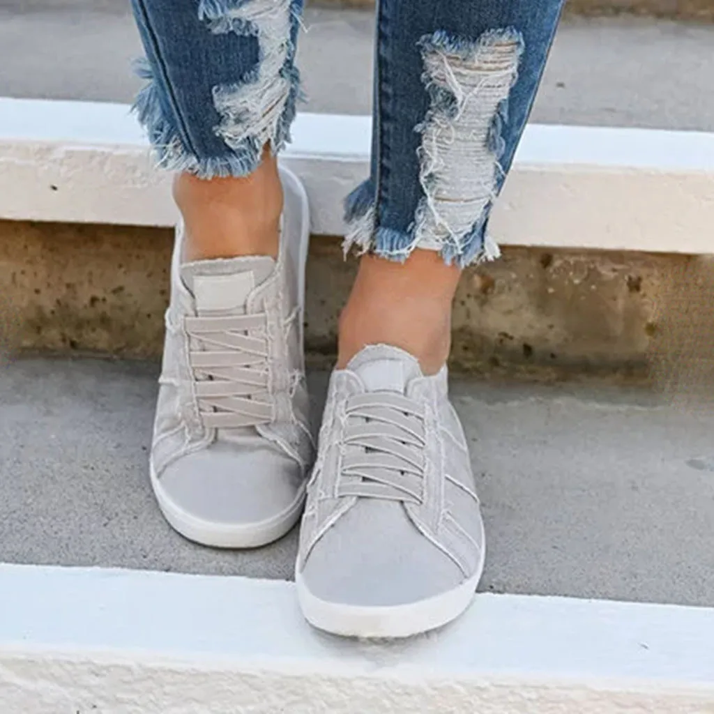 Flat-Bottomed Casual Single Shoes Women's Peas Shoes Summer Beach Blue Gray White Pink Purple Concise Canvas Shoes#G4