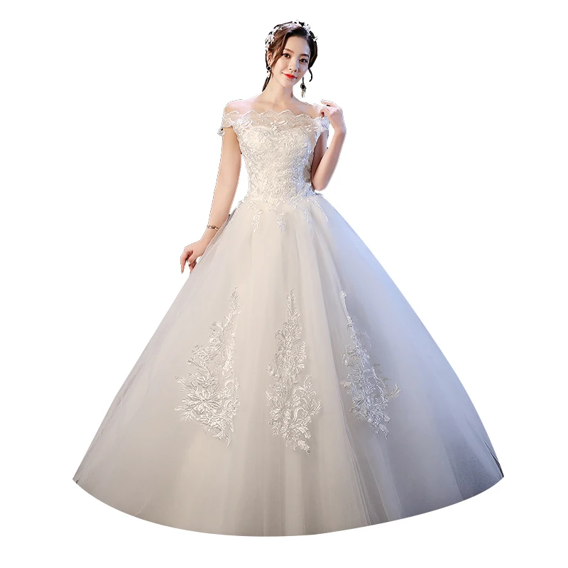 

Ball Gowns Spaghetti Straps White Ivory Tulle Wedding Dresses 2019 with Pearls Bridal Dress Marriage Customer Made Size