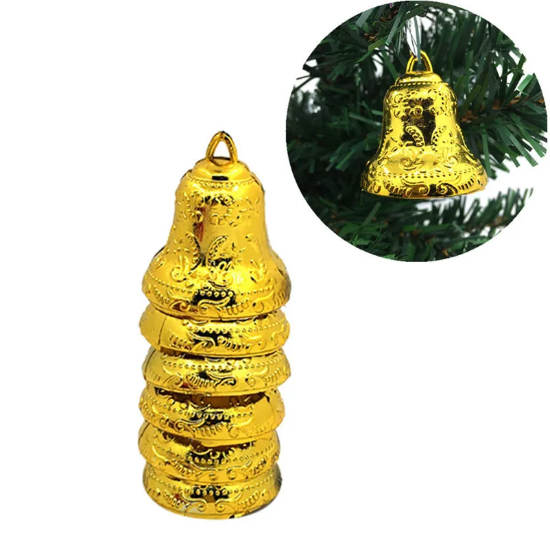 6Pcs Christmas Bell Christmas Tree Ornaments Xmas Decorative Pendant Decor Ornaments christmas bells xmas tree decoration N07 (5)