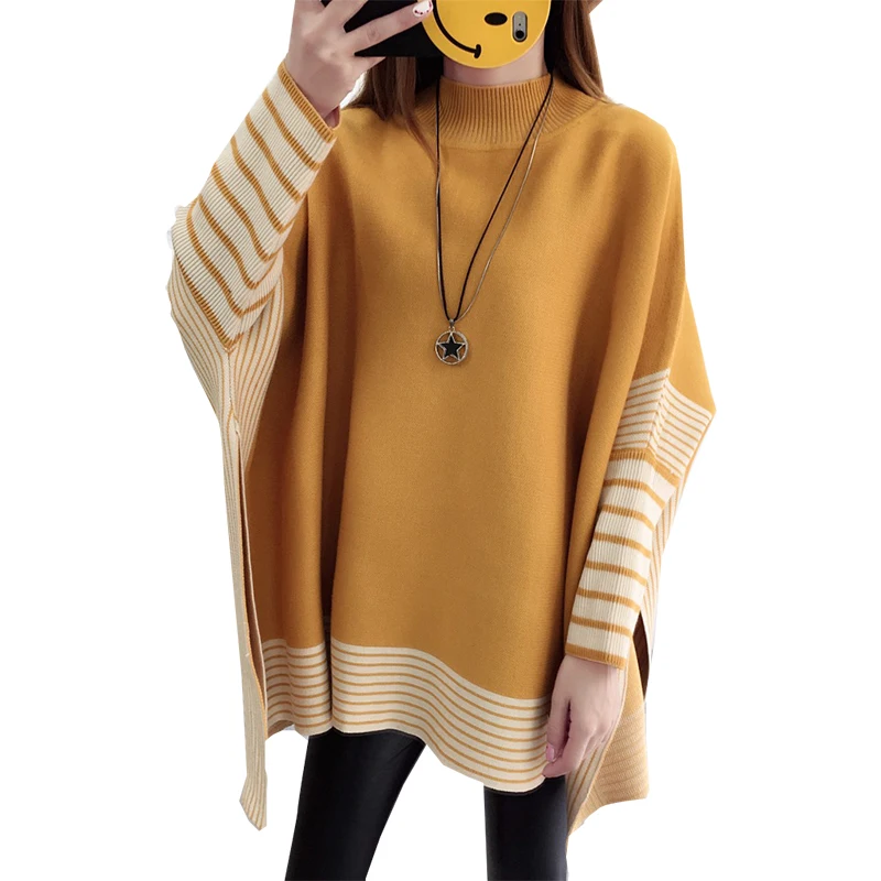 

Women's Sweater Autumn And Winter high-neck Loose Large Size Bat Sleeves Solid Color Women Sweaters And Pullovers vestidosLXJ438
