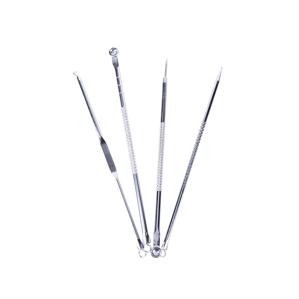 

HOT 4Pcs Stainless Needles Blackhead Remove Tool Blackhead Comedone Acne Blemish Extractor Remover Cosmetic Tool Silver color