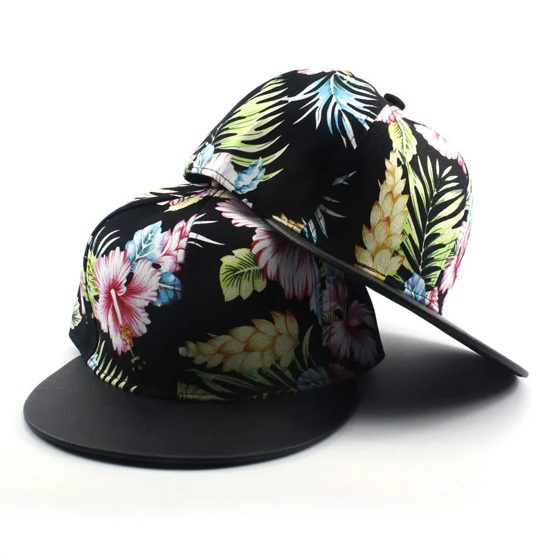 New Hawaiian Floral Print Snapback Hats Fresh Hibiscus Baseball 