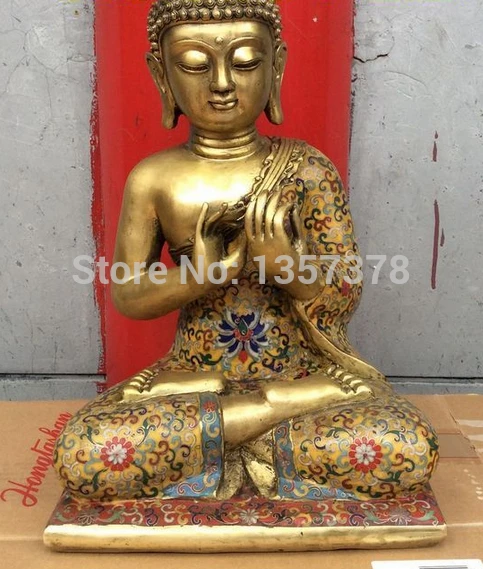 

shitou 00568 Tibet Nepal Buddhist bronze cloisonne shakyamui buddha statue 43cm tall