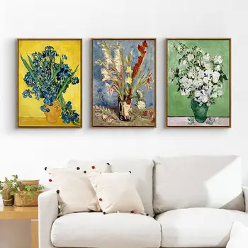 

Van Gogh European Flower oil painting wall pictures for living room decoracion canvas posters wall art prints home decor