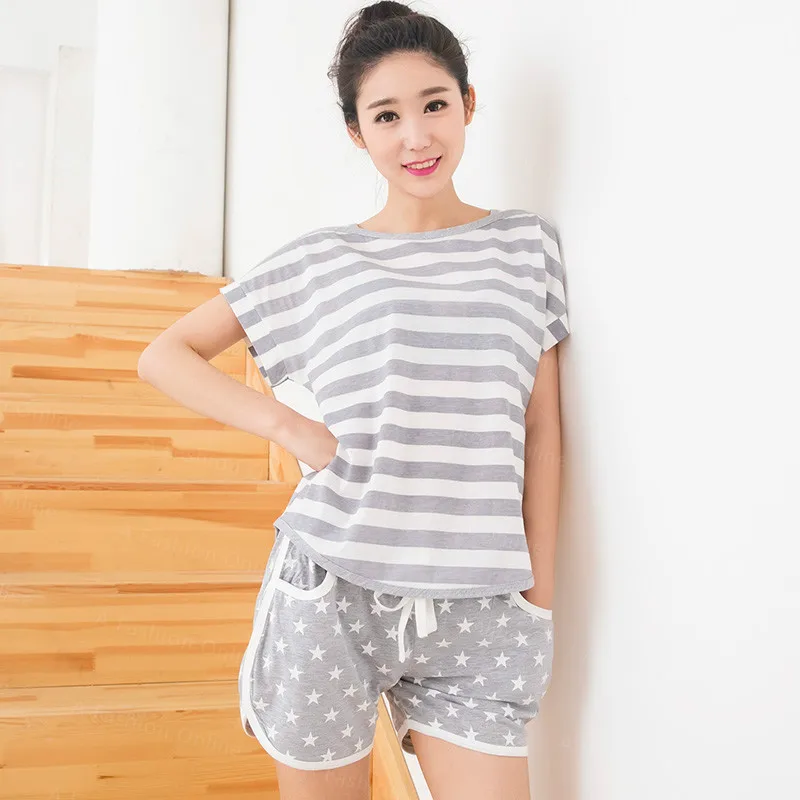 Jersey de algodón señoras verano Shorts Pijama Conjunto