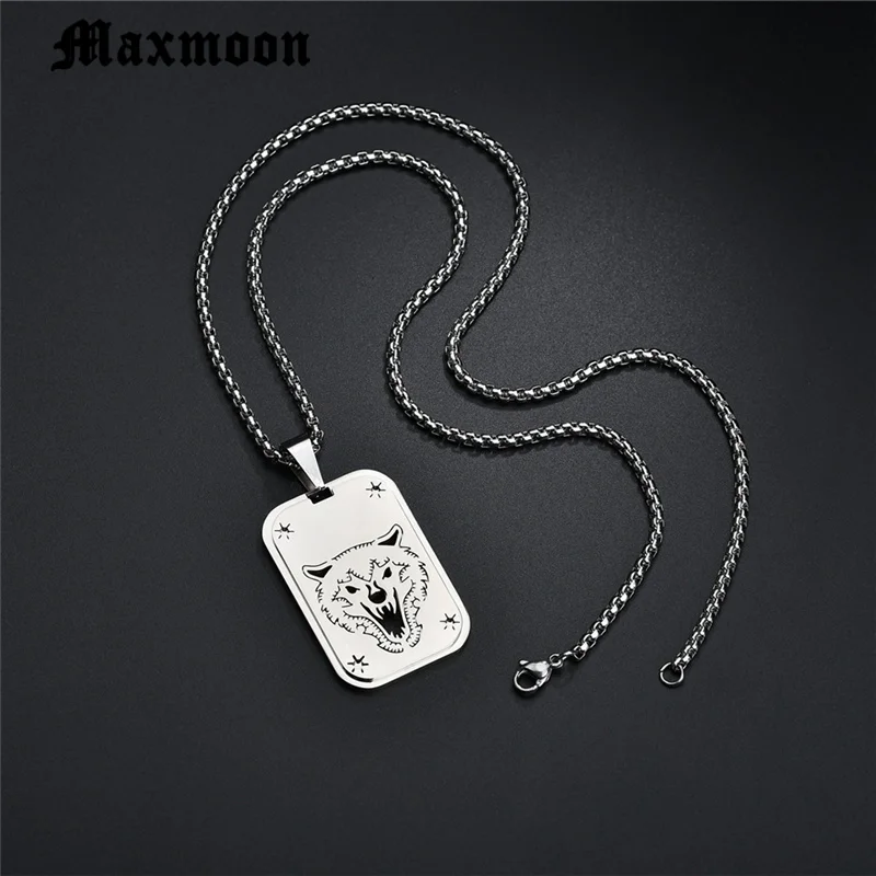 Maxmoon панк 316L нержавеющая сталь новый дизайн Воющий волк кулон ожерелье полый