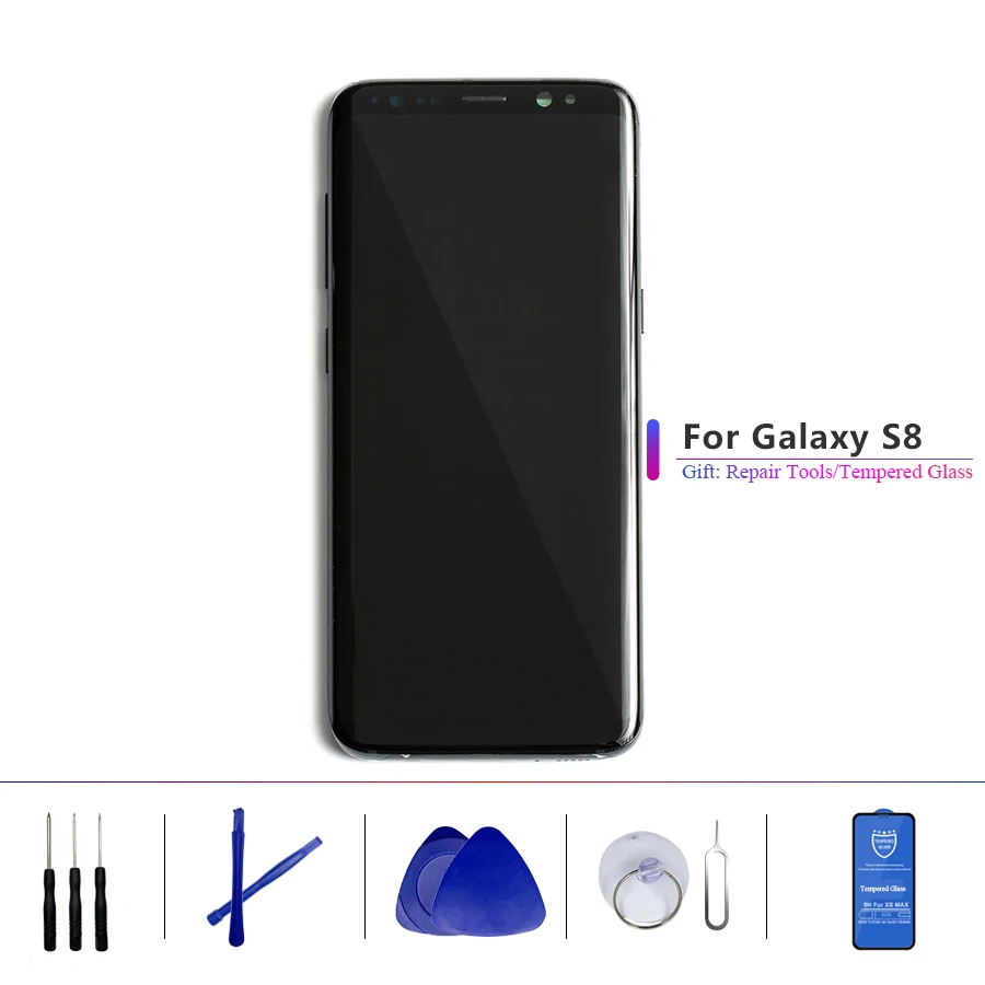 

AMOLED ORIGINAL After Market S8 Lcd Touch Screen with Frame for SAMSUNG Galaxy S8 G950 G950F Display S8 Plus G955 G955F