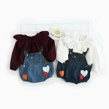 Girls Blouse Baby Girl Shirt spring Clothe Kids Infant Clothing Toddler Girl Tees Purple flower collar shirts Autumn Clothes