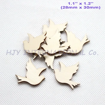 

(50pcs/lot) 30mm Natural Blank Wooden Peace Birds Ornaments Rusitc Favor Crafts In Bulk-CT1418B