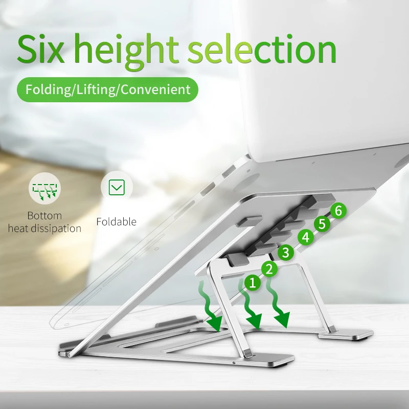 

Aluminum Laptop Stand Tablet Stand Universal for Apple MacBook Air Pro 11-15 inches Folding Adjustable Office Notebook Silver