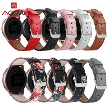 Ремешок для часов из натуральной кожи с цветочным принтом для samsung Galaxy Watch Active 42 мм S2 Розовый Красный сменный ремешок для браслета 20 мм