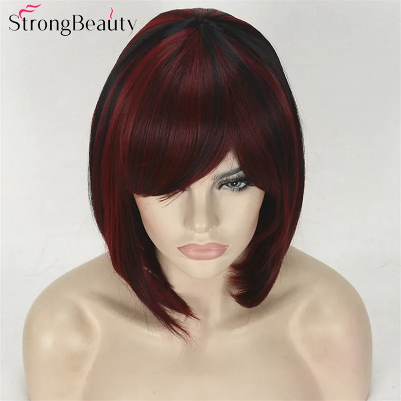 TY 1787 1B-130M Short bob style women's red and black wig (8)