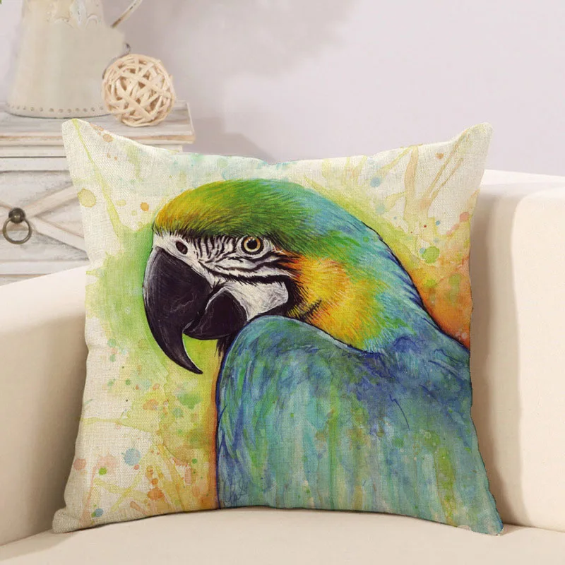 18 ''квадрат Животные с Parrot узор лен/хлопок Подушки детские крышку дивана