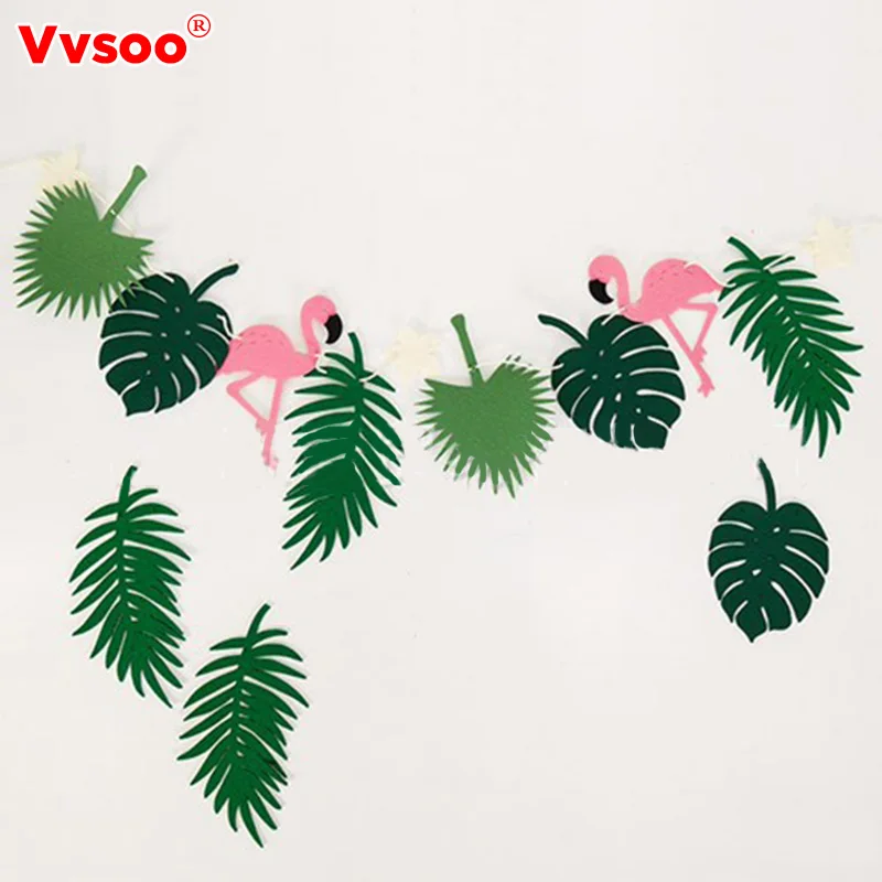

Vvsoo Flamingo&Cocunut Leaves Garland Summer Party Garland Birthday Photo Prop Tropical Luau Pool Hawaiian Party Flamingo Decor
