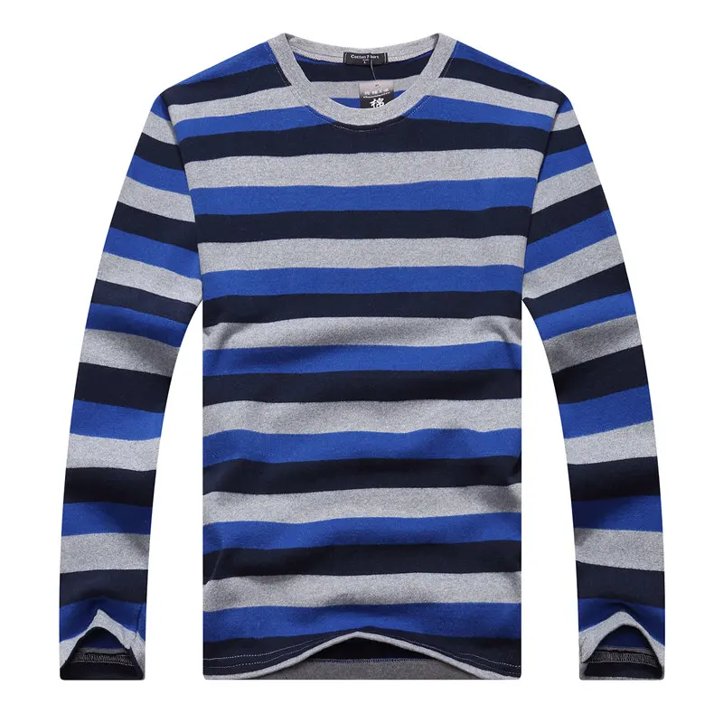 Cotton T-shirts Men Long Sleeve Mens TShirt Spring Autumn Brand Striped Male T shrits Dress Global Shopping Festival Drop-Ship 16