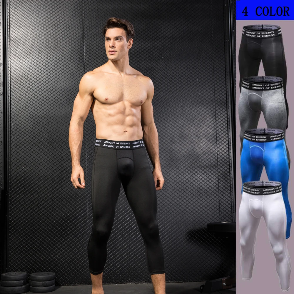

2019 Men PRO 3/4 Casual Pants Trousers fitness Leggings Sportswear Clothing Quick Dry Joggings Stretch Tight 7 Pants Push Size