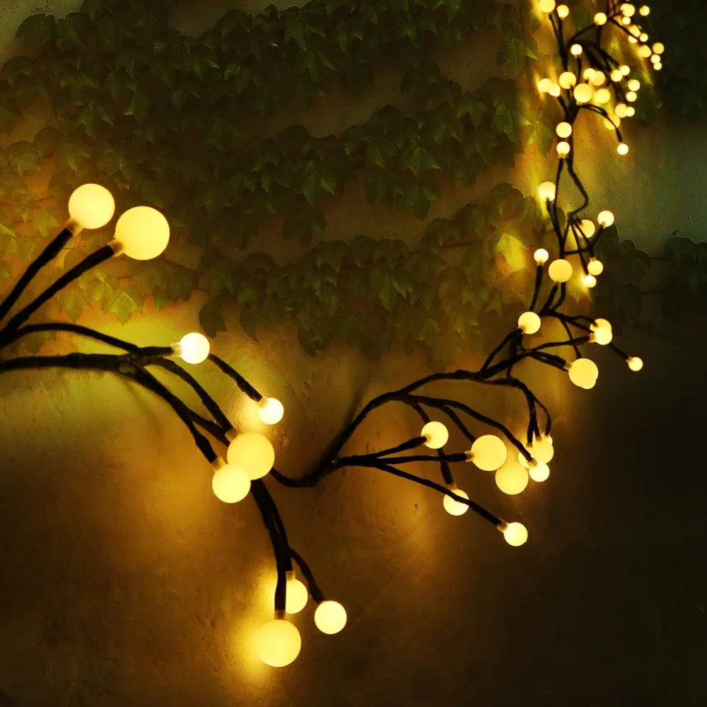 72 LED Globe String Branch Fairy Light with 8 Modes Christmas Party