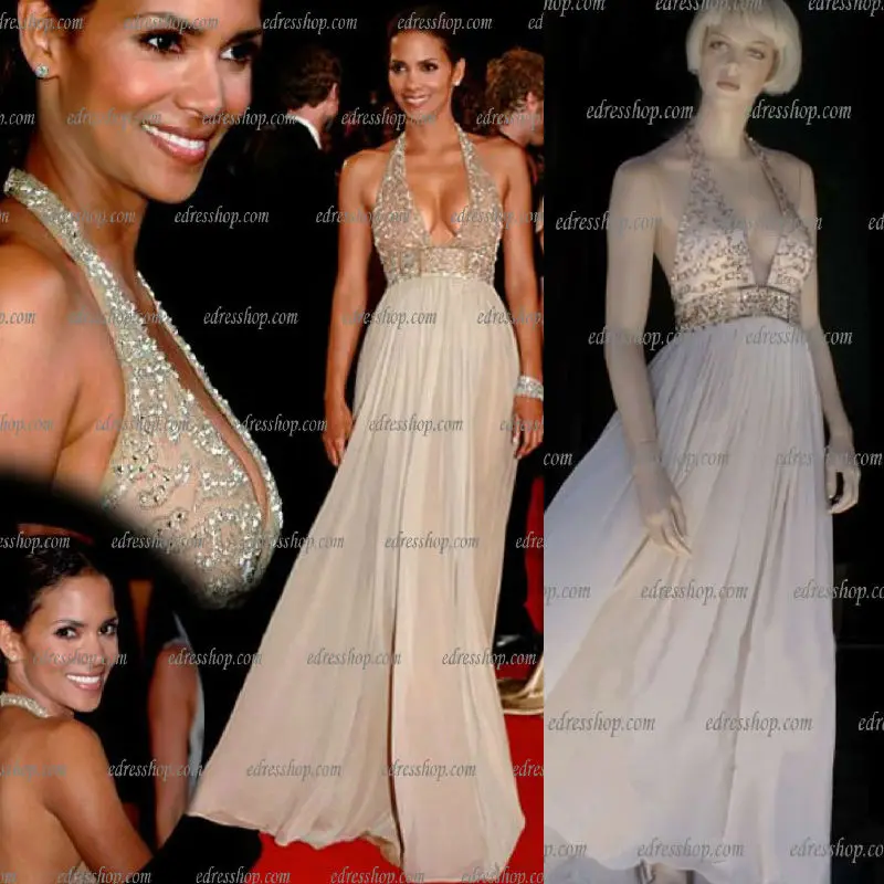 Halle Berry Sexy Halter Deep V cut 