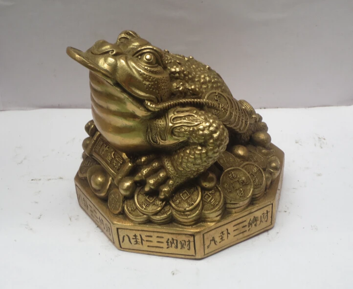 

Metal crafts Home Decoration Feng Shui Chinese brass Carved Lucky Frog Statue ,Bagua Toad Scupture 02