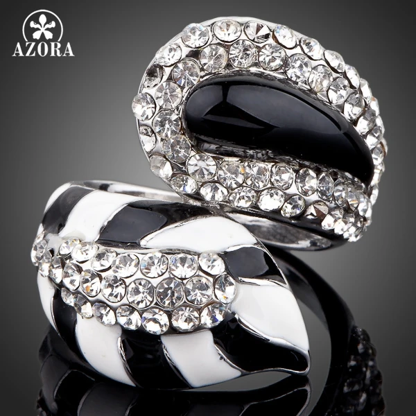 

AZORA The Fox's Tail White Gold Color Transparent Stellux Austrian Crystal Ring TR0075