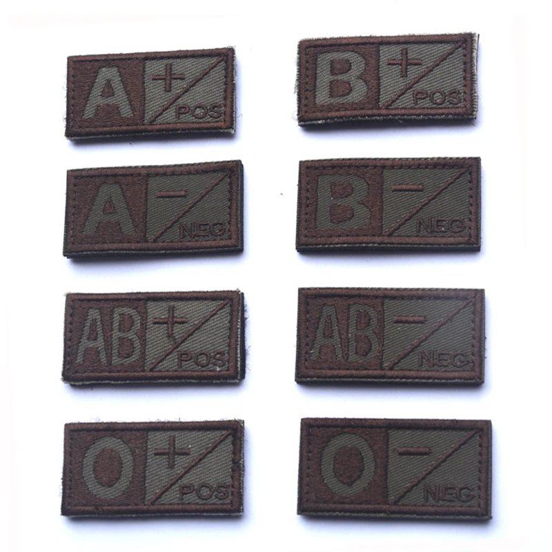 

REEBOW TACTICAL Lots of 2 pieces Blood Type Patch A B AB O NEG POS Embroidered Hook & Loop Military Army Morale Badge Armbands