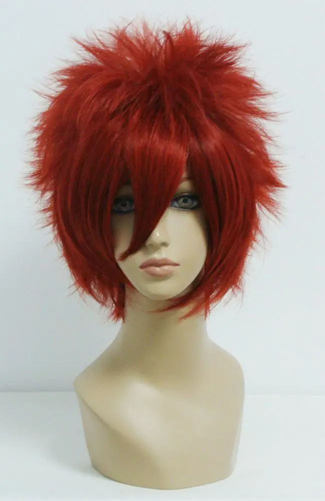 MCOSER короткий красный парик 32 см прямой синтетический парик для косплея высокотемпературные волокна волос WIG-198A