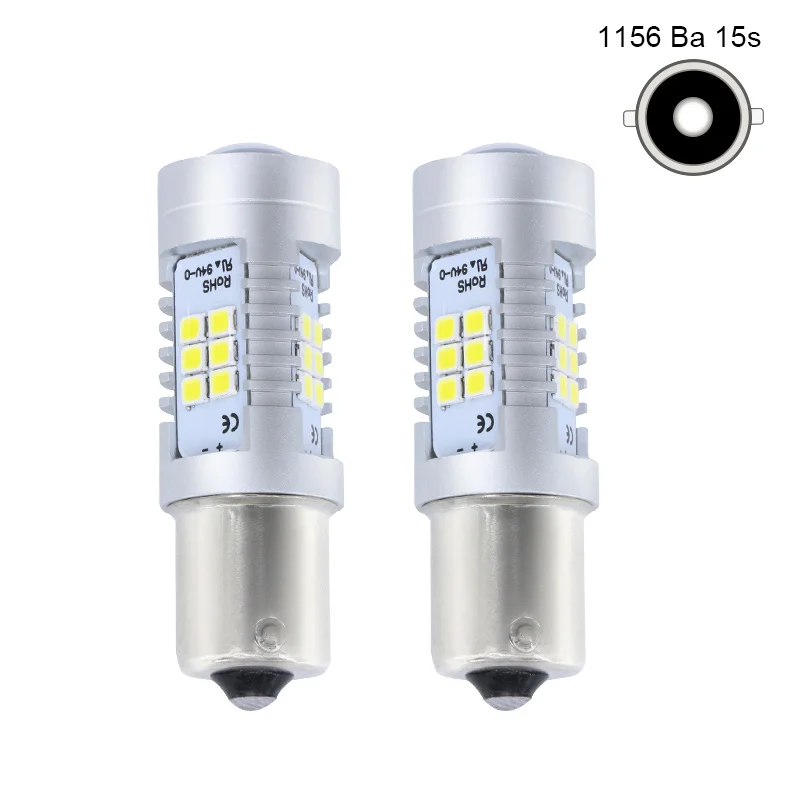2x P21W светодиодный фонарь BA15S 1156 7506 S25 21SMD стоп сигнал заднего хода ДХО лампа белый